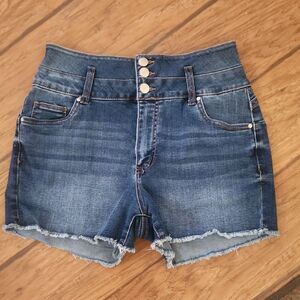 Refuge Ibiza Indigo Jean Shorts with Frayed Hem